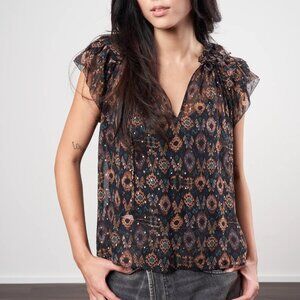 Ulla Johnson Elif gold and sheer silk blouse